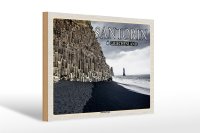 Holzschild Reise 30x20cm Santorin Griechenland Schwarzer Strand