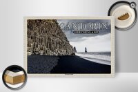 Holzschild Reise 30x20cm Santorin Griechenland Schwarzer Strand