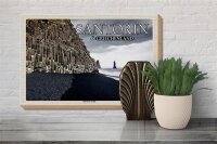 Holzschild Reise 30x20cm Santorin Griechenland Schwarzer Strand