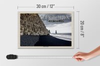 Holzschild Reise 30x20cm Santorin Griechenland Schwarzer Strand