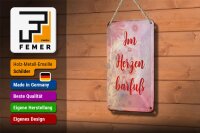 Blechschild Spruch 12x18cm Im Herzen barfuß Schild