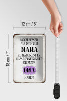 Blechschild Spruch 12x18cm Mama noch besser dich zur Oma