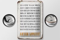 Blechschild Spruch 12x18cm Hände waschen guten Appetit
