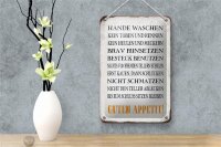 Blechschild Spruch 12x18cm Hände waschen guten Appetit