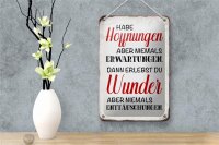 Blechschild Spruch 12x18cm habe Hoffnung Erwartungen Wunder