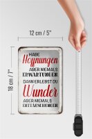 Blechschild Spruch 12x18cm habe Hoffnung Erwartungen Wunder