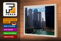 Holzschild Reise 30x20cm Chicago USA Chicago River Fluss Hochhäuser