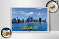 Holzschild Reise 30x20cm Chicago USA Skyline Hochhäuser
