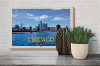 Holzschild Reise 30x20cm Chicago USA Skyline Hochhäuser