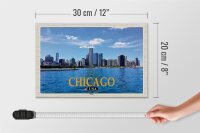 Holzschild Reise 30x20cm Chicago USA Skyline Hochhäuser