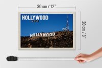 Holzschild Reise 30x20cm Hollywood USA Hollywood Hills