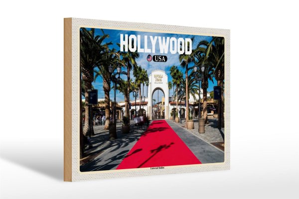 Holzschild Reise 30x20cm Hollywood USA Universal Studios