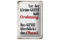 Blechschild Spruch 12x18cm Geist hält Ordnung Genie...