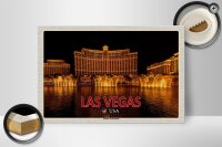 Holzschild Reise 30x20cm Las Vegas USA Bellagio Wasserspiele