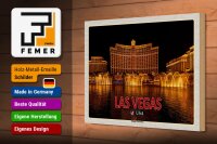 Holzschild Reise 30x20cm Las Vegas USA Bellagio Wasserspiele