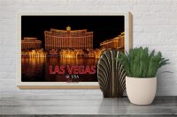 Holzschild Reise 30x20cm Las Vegas USA Bellagio Wasserspiele