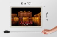 Holzschild Reise 30x20cm Las Vegas USA Bellagio Wasserspiele