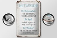 Blechschild Spruch 12x18cm 3 Wünsche Gelassenheit Kraft