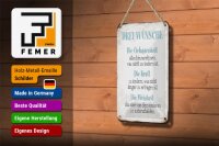 Blechschild Spruch 12x18cm 3 Wünsche Gelassenheit Kraft