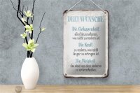 Blechschild Spruch 12x18cm 3 Wünsche Gelassenheit Kraft