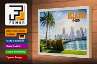 Holzschild Reise 30x20cm Miami USA City Stadt Meer Palme Urlaub