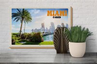 Holzschild Reise 30x20cm Miami USA City Stadt Meer Palme Urlaub