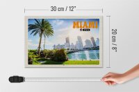 Holzschild Reise 30x20cm Miami USA City Stadt Meer Palme Urlaub
