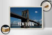 Holzschild Reise 30x20cm New York USA Brookly Bridge Brücke