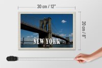 Holzschild Reise 30x20cm New York USA Brookly Bridge Brücke