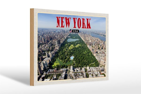 Holzschild Reise 30x20cm New York USA Central Park