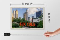Holzschild Reise 30x20cm New York USA Central Park - The Pond See