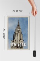 Holzschild Reise 20x30cm New York Chrysler Building Wolkenkratzer