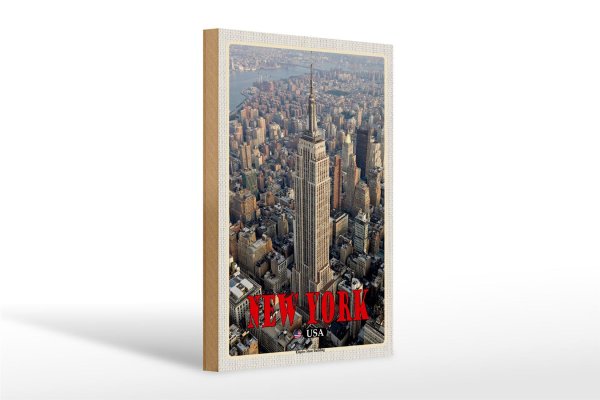 Holzschild Reise 20x30cm New York Empire State Building Dko