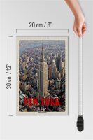 Holzschild Reise 20x30cm New York Empire State Building Dko