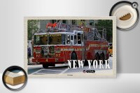 Holzschild Reise 30x20cm New York USA Fire Engine Feuerwehrauto