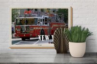 Holzschild Reise 30x20cm New York USA Fire Engine Feuerwehrauto