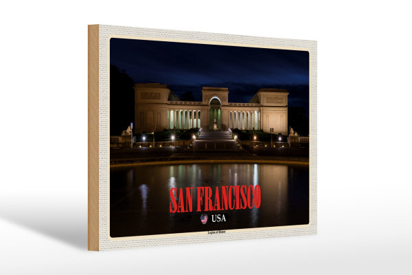 Holzschild Reise 30x20cm San Francisco USA Legion of Honor Museum