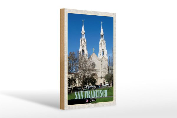 Holzschild Reise 20x30cm San Francisco Saints Peter and Paul Church