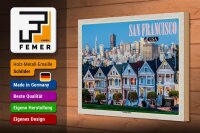 Holzschild Reise 30x20cm San Francisco USA Victorian Houses Deko