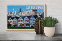 Holzschild Reise 30x20cm San Francisco USA Victorian Houses Deko