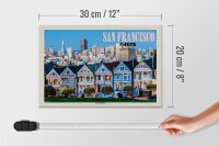 Holzschild Reise 30x20cm San Francisco USA Victorian Houses Deko