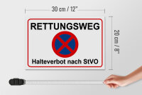 Holzschild Hinweis 30x20cm Rettungsweg Halteverbot nach StVO