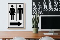 Holzschild Hinweis 20x30cm Toilettenfiguren Pfeil rechts