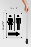 Holzschild Hinweis 20x30cm Toilettenfiguren Pfeil rechts