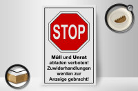 Holzschild Hinweis 20x30cm Stop Müll und Unrat verboten