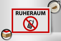 Holzschild Hinweis 30x20cm Ruheraum Handy verboten