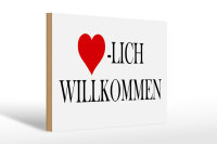 Holzschild Spruch 30x20cm Herzlich Willkommen Herz