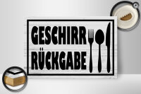 Holzschild Hinweis 30x20cm Geschirr Rückgabe