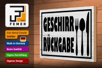 Holzschild Hinweis 30x20cm Geschirr Rückgabe