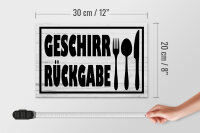 Holzschild Hinweis 30x20cm Geschirr Rückgabe